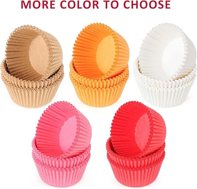 Caperci Standard Red Cupcake Muffin Liners 500-Count, No Smell, Food Grade & Grease-Proof Paper