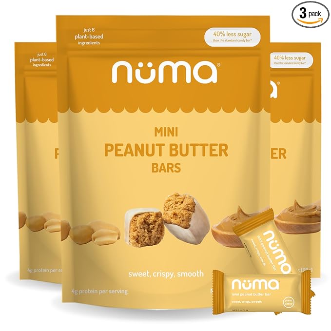 Numa Foods Mini Peanut Butter Bars – Vegan, Low Sugar, High Protein, All Natural, Gluten Free
