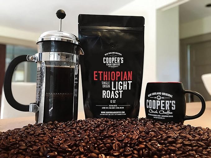 Ethiopian Bold Light Roast Grade 1, Ground Coffee, Natural Dry Processed Single Origin, Intense