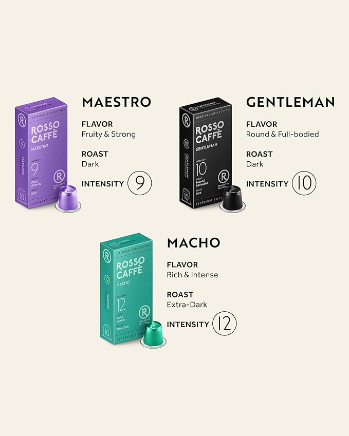 ROSSO CAFFÈ 60 Espresso Coffee Pods for Nespresso Original Machines - Pack of Rich and Bold