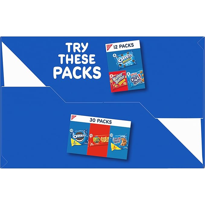 Nabisco Sweet Treats Cookie Variety Pack OREO, OREO Golden & CHIPS AHOY!, School Snacks, 30 Snack Packs (2 Cookies Per Pack)