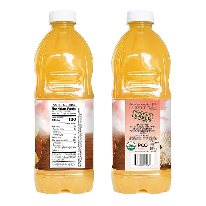 Sunberry Farms Organic Mango Nectar, 64 Fl oz, Gluten Free, non-GMO, All Natural