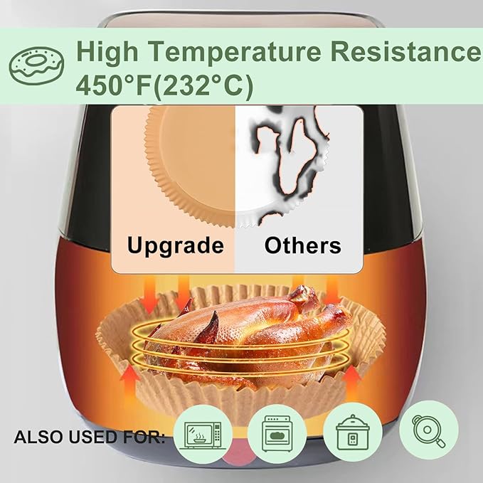Air Fryer Liners,Disposable Airfryer Paper Liners,Non-Stick Oil-proof Water-proof for Easy Cleanup