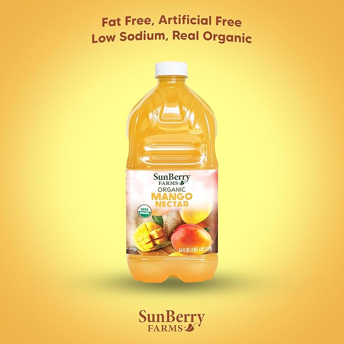 Sunberry Farms Organic Mango Nectar, 64 Fl oz, Gluten Free, non-GMO, All Natural