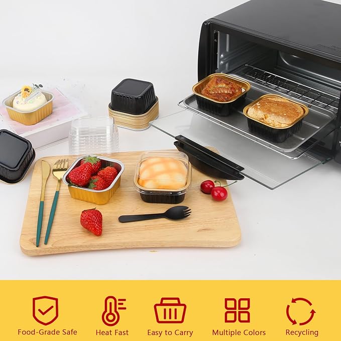 120pack 5oz Mini Cake Pans with Lids,LNYZQUS Disposable Ramekins Muffin Tins Cupcake Baking