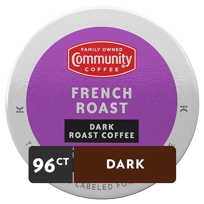 Community Coffee French Roast 96 Count Coffee Pods, Extra Dark Roast, Compatible with Keurig 2.0