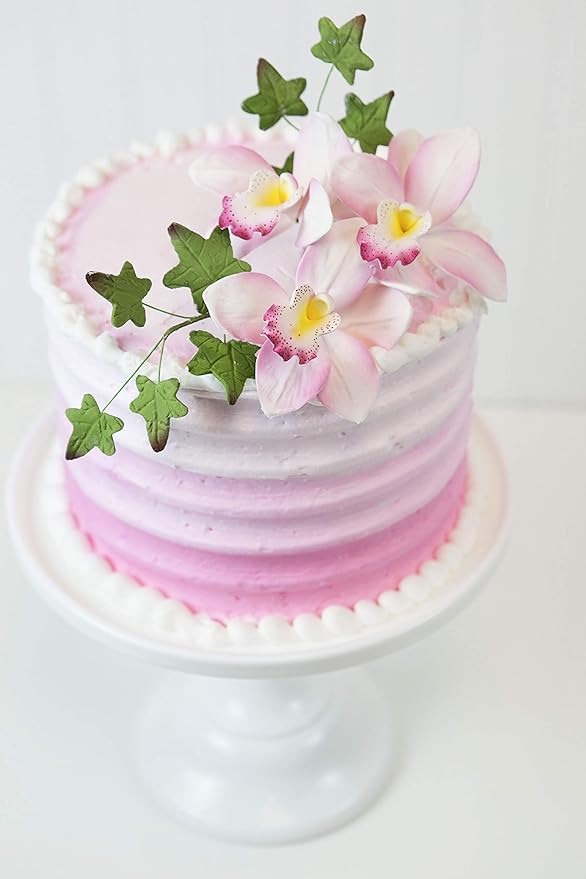 Global Sugar Art Cymbidium Orchid Sugar Cake Flowers, Pink, 3 Count by Chef Alan Tetreault