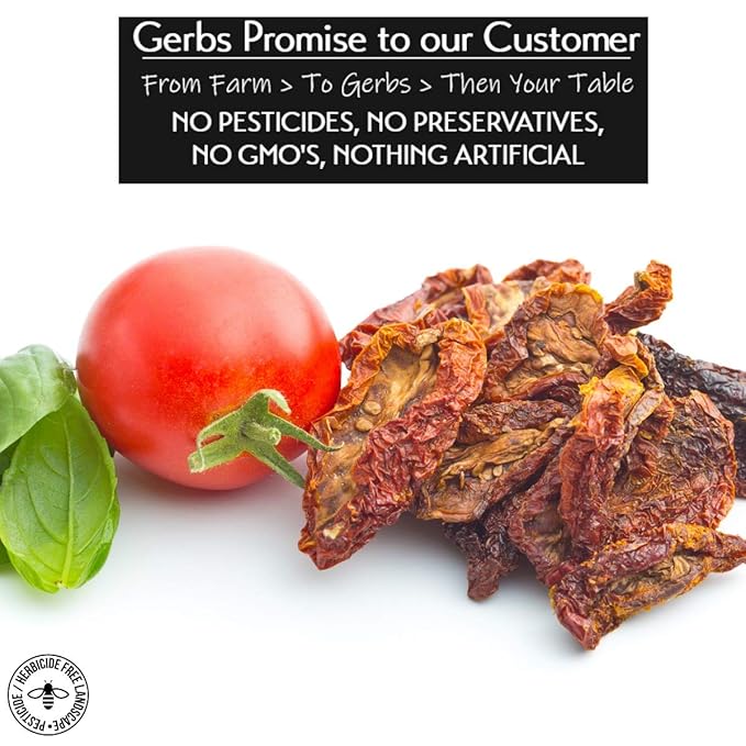 Gerbs Sun Dried Tomatoes 4 lbs. | Sea Salted, Dehydrated, Unsulfured, Resealable Bag | Rich Umami
