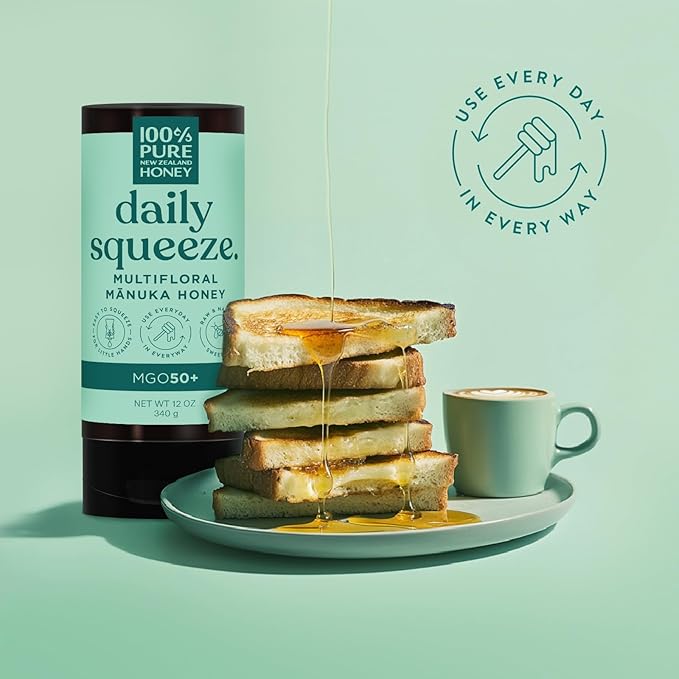 Manuka Honey New Zealand - MGO 50+ Multifloral 100% Pure New Zealand Mānuka Squeezy Honey, Raw