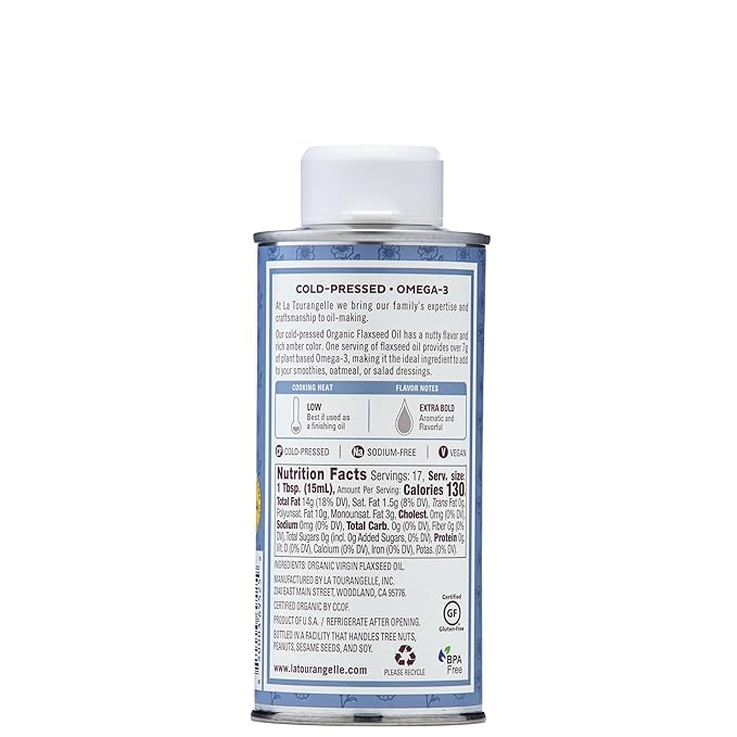 La Tourangelle, Organic Flaxseed Oil, Essential Omega-3 to Improve Heart Health, Vegan, Non-GMO