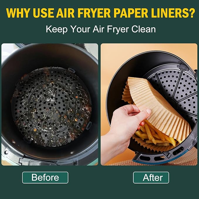 Air Fryer Disposable Paper Liner, Non-Stick Round Parchment, AirFryer Accessories, Oil Proof, Water