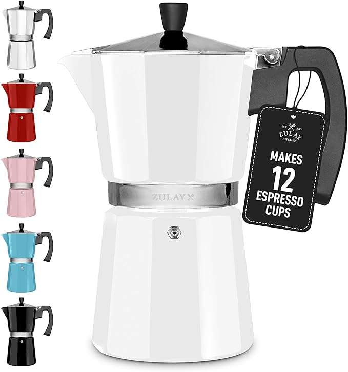 Zulay Moka Pot Espresso Stovetop Coffee Maker - Leak-Proof, Stainless Steel, Easy to Clean, Heat