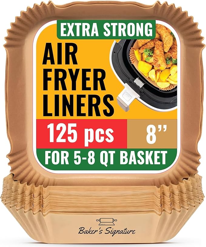 Air Fryer Paper Liners, 125Pcs Air Fryer Disposable Liners, Non-Stick and Oil Proof for Easy