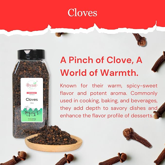 Byait Whole Cloves 13 Oz, Premium Clove Spice for Cooking, Baking, Clove Tea, Potpourri, Food