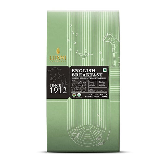 Luxmi Estates Tale of Two Estates Organic English Breakfast Tea (25 Tea Bags) Caffeinated Tea Bags