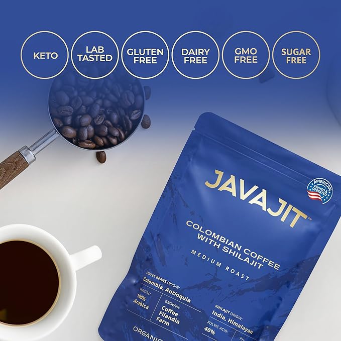 Colombian Coffee with Shilajit ??Medium Roast Organic Ground Coffee, Energy & Immunity Boost, 250mg