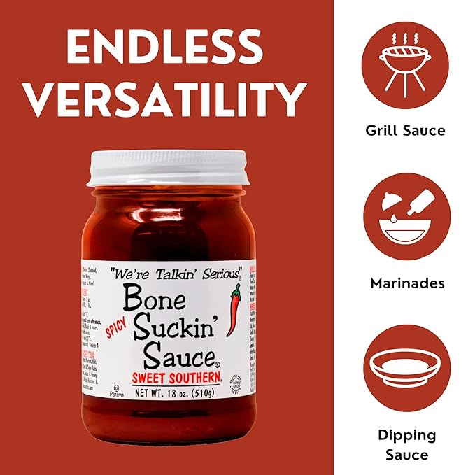 Bone Suckin' Sauce Sweet Southern BBQ Sauce, Gluten-Free, Non-GMO, Kosher, Sweetened with Cane