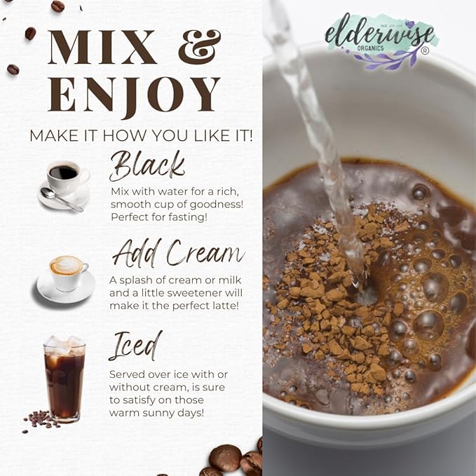 Elderwise Organics Coffee with Mushrooms & Sea Moss - Lion's Mane, Chaga, Reishi & Cordyceps - 24
