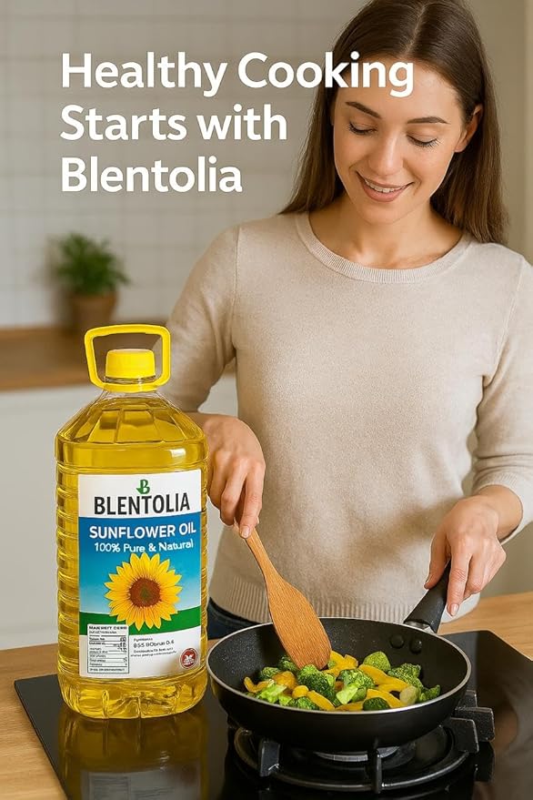 Blentolia 100% Pure Sunflower Oil ??4.5L | Non-GMO, Light Taste, High Smoke Point | Ideal for