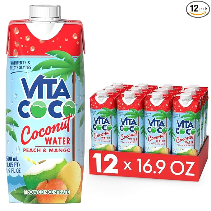 Vita Coco Coconut Water, Peach & Mango - Naturally Hydrating Electrolyte Drink - Smart Alternative