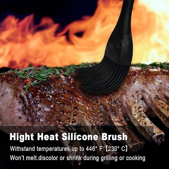 Walfos 3 Size Basting Brush, High Heat Resistant Silicone Pastry Brushes for Barbecue, Baking