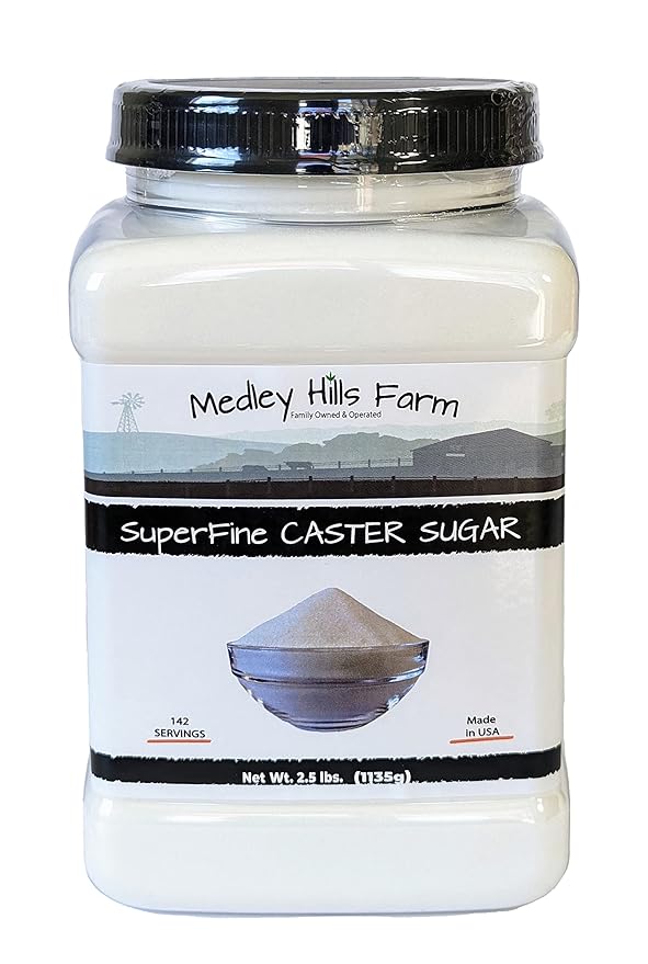 Superfine Caster Sugar By Medley Hills Farm in Reusable Container 2.5 lbs. - superfine sugar for