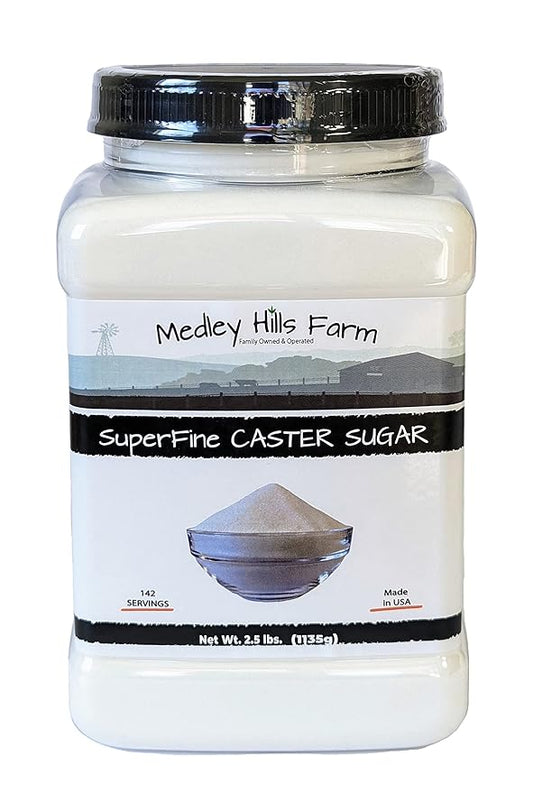 Superfine Caster Sugar By Medley Hills Farm in Reusable Container 2.5 lbs. - superfine sugar for