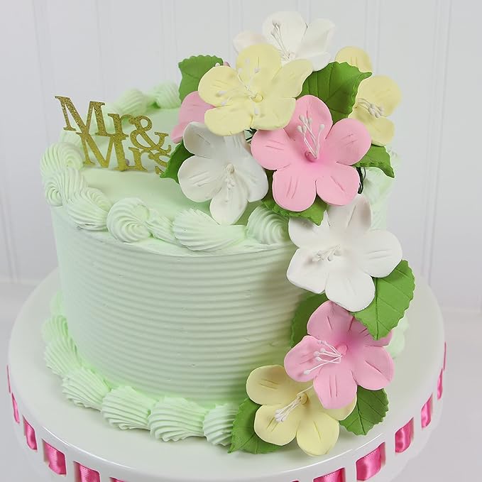Global Sugar Art Fruit Blossom Sugar Cake Flowers, White with Wires, 12 Count by Chef Alan Tetreault
