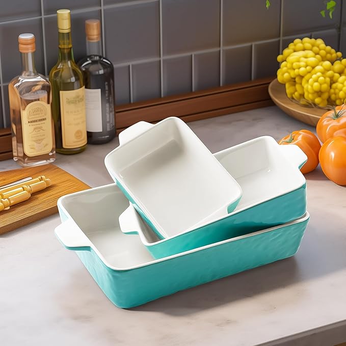 Casserole Dishes for Oven, Ceramic Baking Dishes, Lasagna Pan with Handles, Porcelain Baking Pan