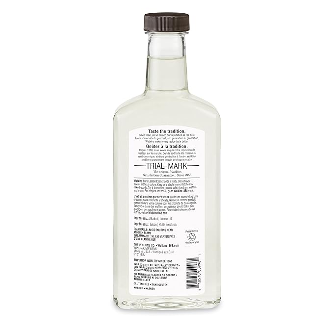 Watkins Pure Lemon Extract, 11 oz. Bottle, 1 Count (Packaging May Vary)