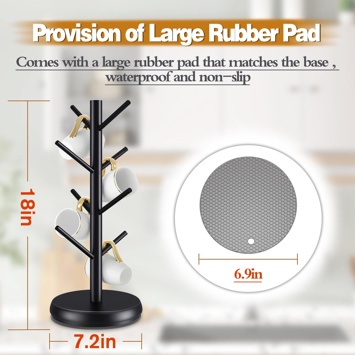 ZYZWTG Rotating Mug Tree, 8-Hook Coffee Mug Holder for Countertop