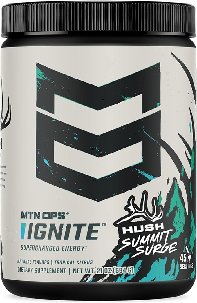 MTN OPS Ignite Energy Drink Powder, Gluten Free Nootropic Supplement Drink Mix, L Arginine, L