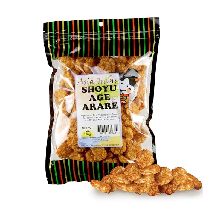 Shoyu Age Fried Arare Rice Crackers 6 Ounce - Perfect on the go snack. Add to popcorn or trail mix.