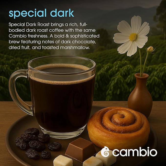 Cambio Roasters Premium Dark Roast Keurig Organic Coffee K Cups, Only Aluminum Keurig Coffee Pods