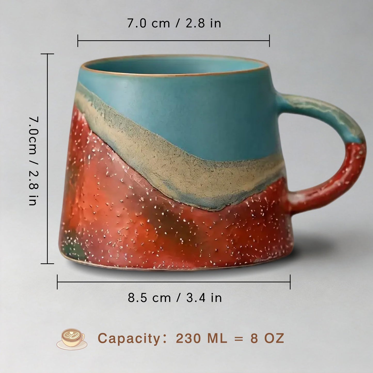 Vintage Coffee Mug 8 OZ Handmade Ceramic Coffee Espresso Cup with Handle