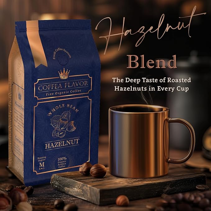 Hazelnut Flavored Whole Bean Coffee ??100% Arabica, Organic, No Artificial Sweeteners, Naturally