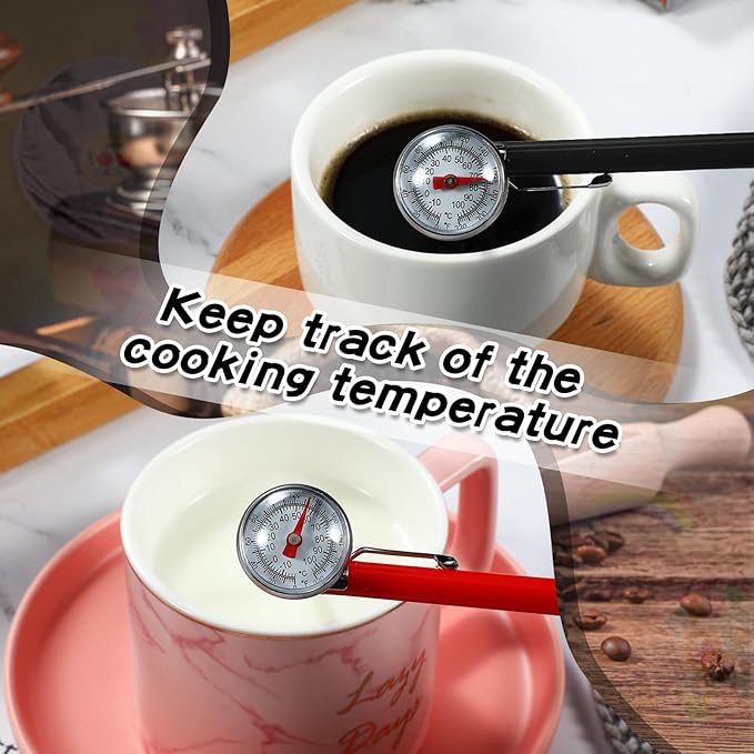 Xuhal 6 Pcs Stainless Steel Kitchen Thermometer with 5 Inch Long Stem 1 Inch Dial Thermometer Milk
