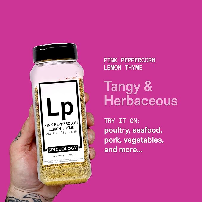 Spiceology - Pink Peppercorn Lemon Thyme - Use On: Chicken, Salmon, Shrimp, Potatoes, Butter
