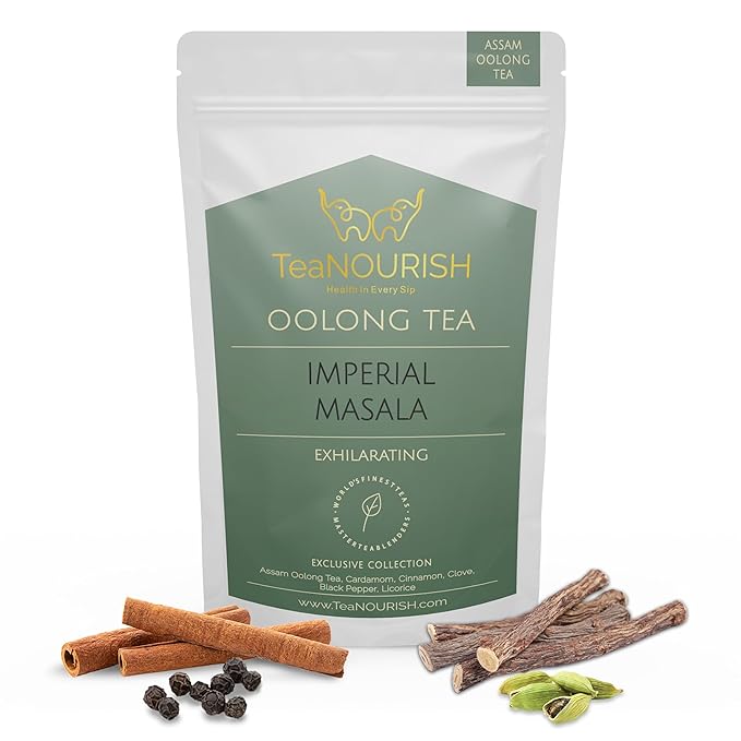 TeaNOURISH Imperial Masala Oolong Tea | Assam Loose Leaf | Floral Aroma & Flavor | Blend of