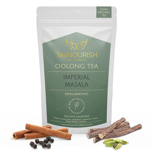 TeaNOURISH Imperial Masala Oolong Tea | Assam Loose Leaf | Floral Aroma & Flavor | Blend of
