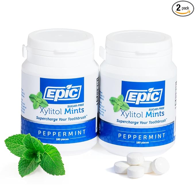 Epic 100% Xylitol Mints - Aspartame Free, Sugar Free - Peppermint Flavored Mints, 180 Pieces (Pack