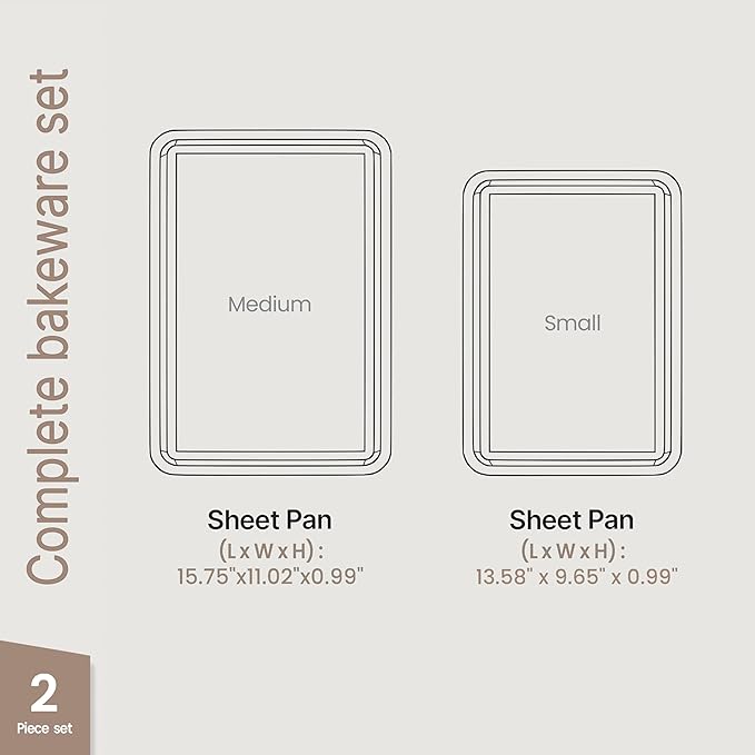 Diamond Bottom Cookie Sheet Set of 2, Nonstick Gray Marble Carbon Steel Baking Pans for Crisp