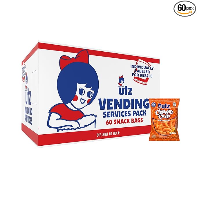 Utz Cheese Curls, Baked Cheddar ??1 oz. Bags (60 Count) ??Made with Real Cheese, Crunchy Individual