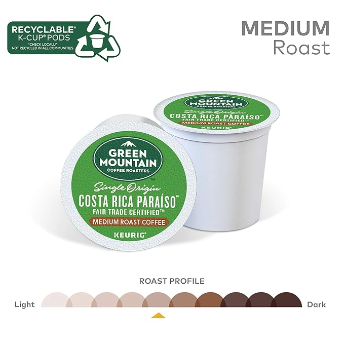 Green Mountain Coffee Roasters Costa Rica Paraiso Single-Serve K-Cup Pods, Medium Roast Coffee, 72