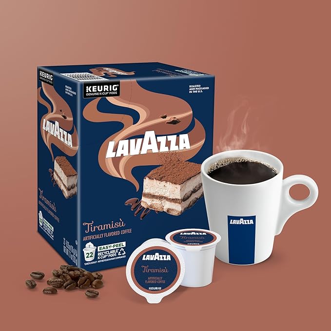 Lavazza Tiramisù Coffee, Single Serve Keurig K-Cup Pods, Flavored Coffee, 88-Count Box (4 Packs of