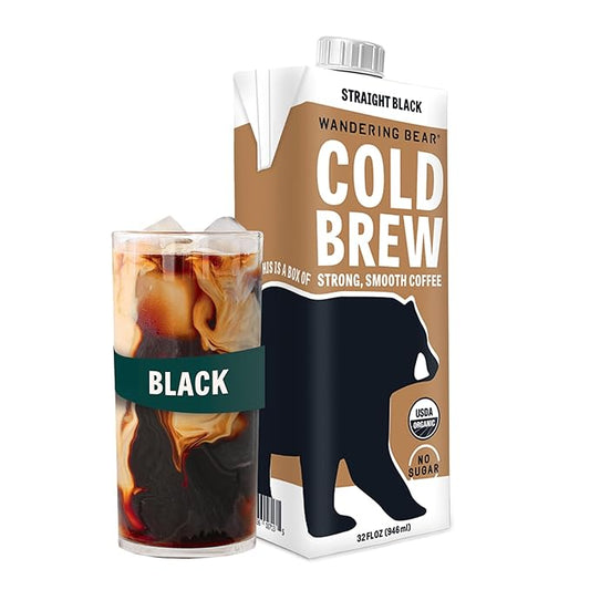 Wandering Bear Extra Strong Organic Cold Brew Coffee, Straight Black, 32 fl oz, 1 pack - Smooth
