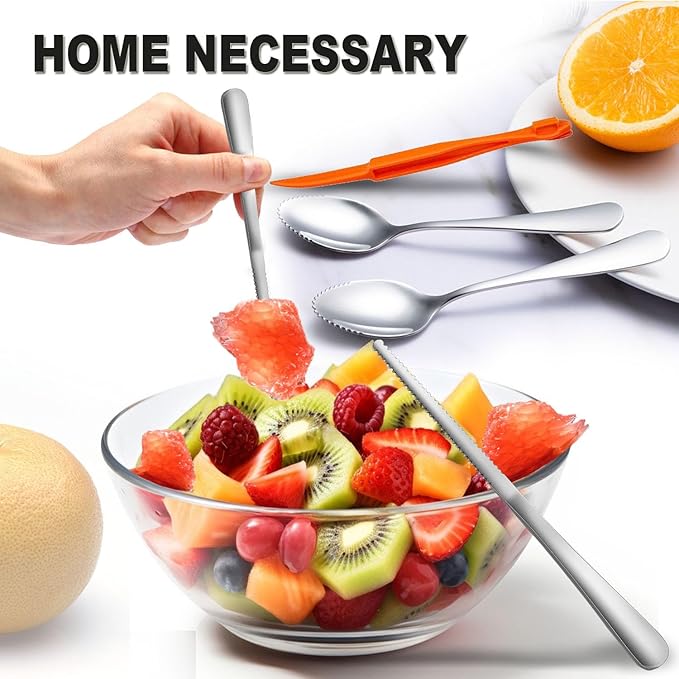 Grapefruit Spoons Serrated Edge Stainless Steel Fruit Knife Grapefruit Utensils Tool Dessert Spoons