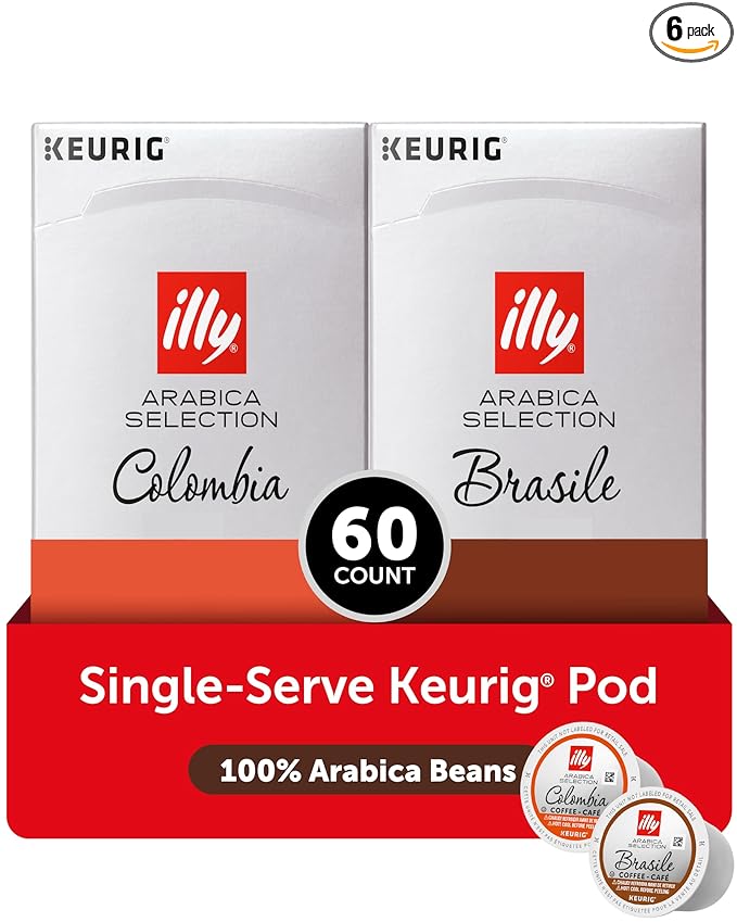 Illy Coffee K-Cups - Compatible Pods for Keurig Coffee Maker - Brasile & Columbia - Single Origin