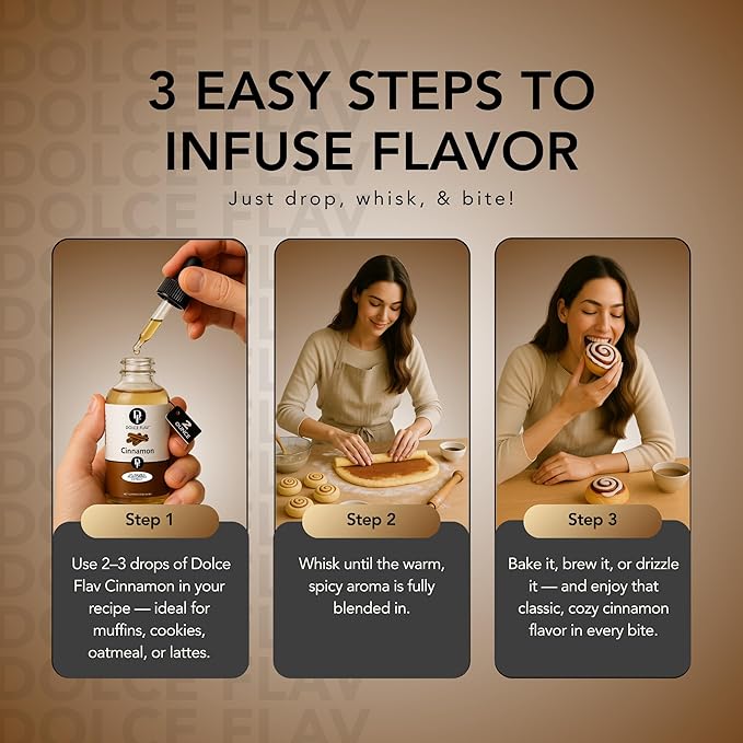 Dolce Flav Natural Cinnamon Extract Oil 2 oz ??Kosher, Sugar-Free, Concentrated Spice Flavor for