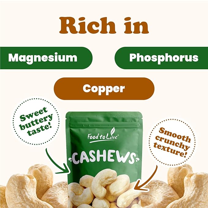 Food to Live Raw Cashews, 16 Pounds ??Non-GMO Verified, Deluxe Whole Nuts, Unsalted, Unroasted